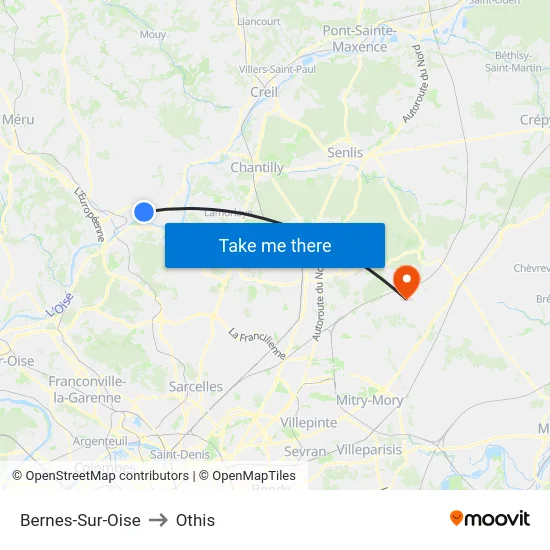 Bernes-Sur-Oise to Othis map