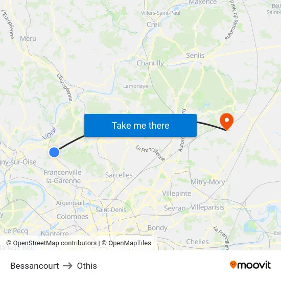 Bessancourt to Othis map