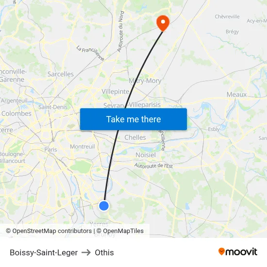 Boissy-Saint-Leger to Othis map