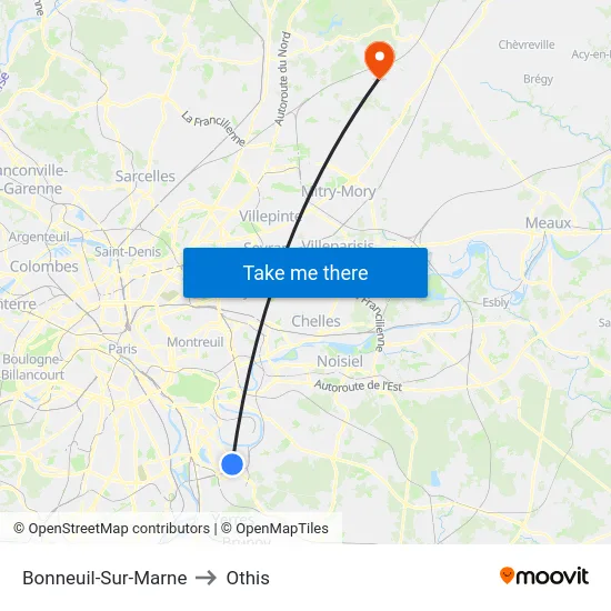 Bonneuil-Sur-Marne to Othis map