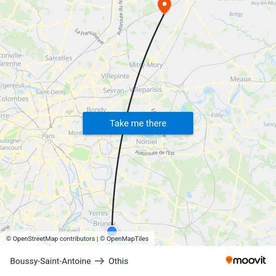 Boussy-Saint-Antoine to Othis map