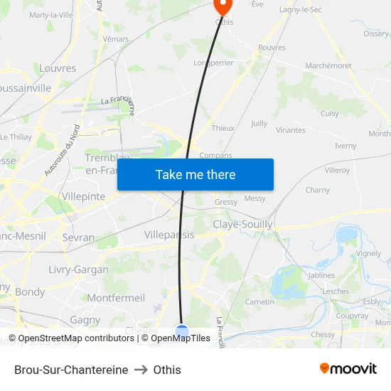Brou-Sur-Chantereine to Othis map