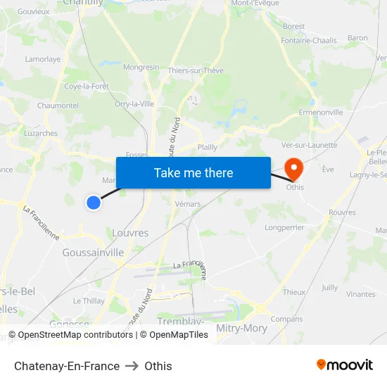 Chatenay-En-France to Othis map