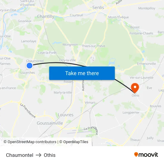 Chaumontel to Othis map