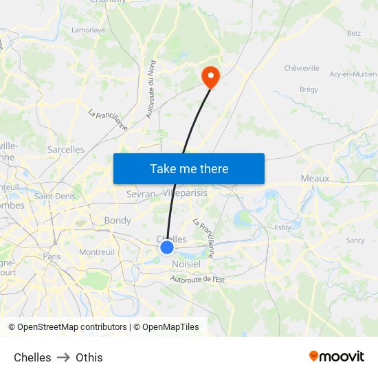 Chelles to Othis map