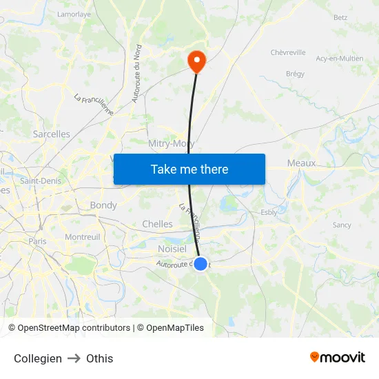 Collegien to Othis map