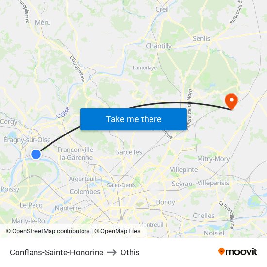 Conflans-Sainte-Honorine to Othis map