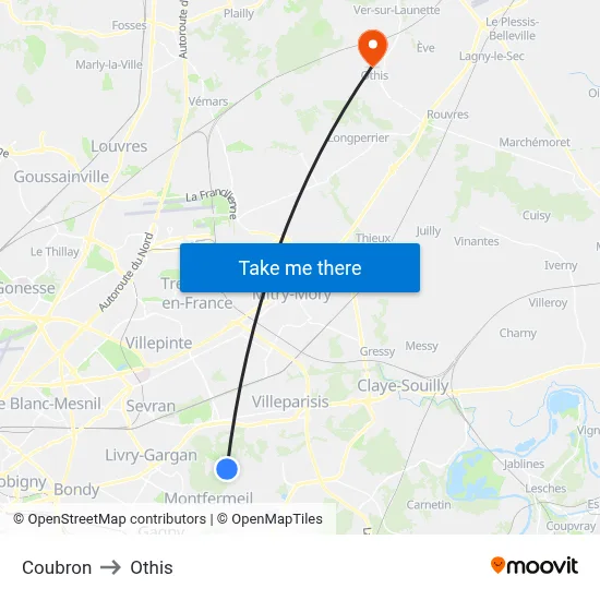 Coubron to Othis map