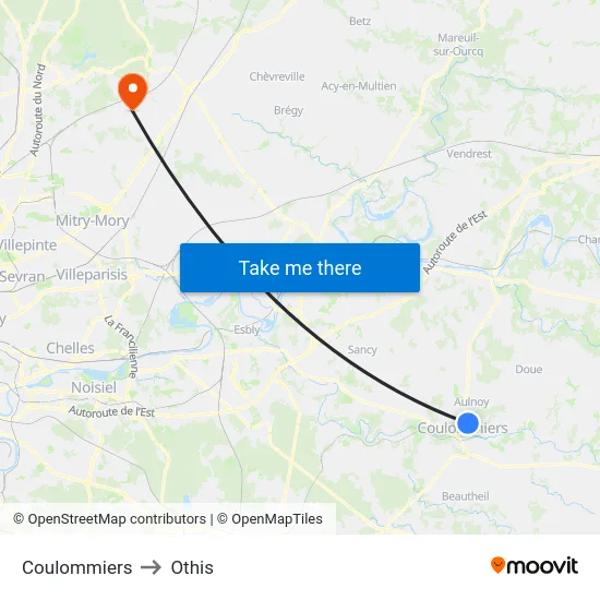 Coulommiers to Othis map