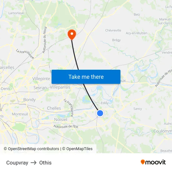 Coupvray to Othis map