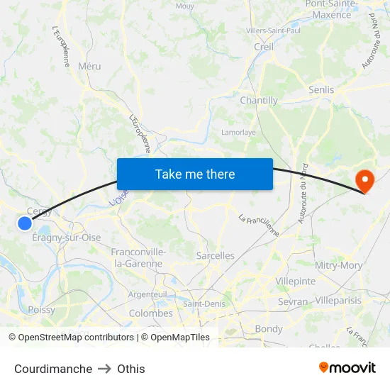 Courdimanche to Othis map