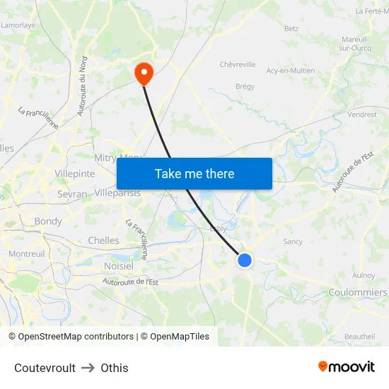 Coutevroult to Othis map