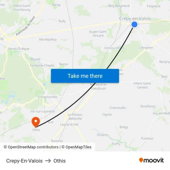 Crepy-En-Valois to Othis map