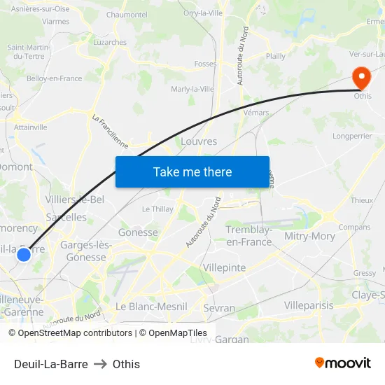 Deuil-La-Barre to Othis map