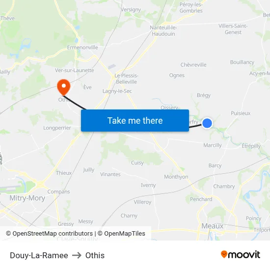 Douy-La-Ramee to Othis map