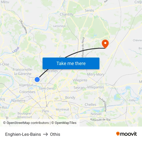 Enghien-Les-Bains to Othis map