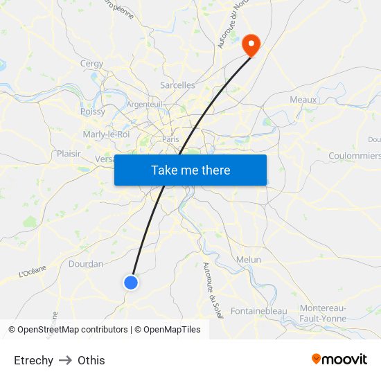 Etrechy to Othis map
