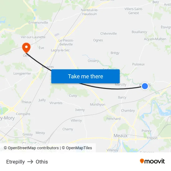 Etrepilly to Othis map