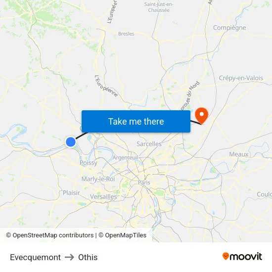 Evecquemont to Othis map