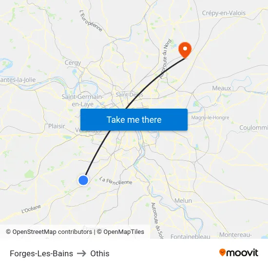 Forges-Les-Bains to Othis map