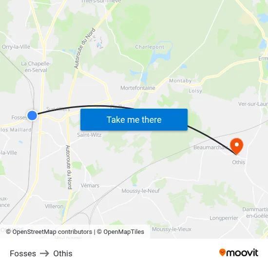 Fosses to Othis map