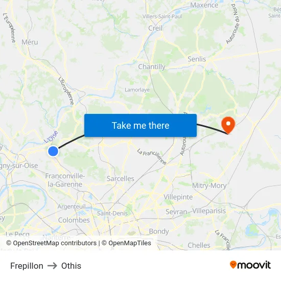 Frepillon to Othis map