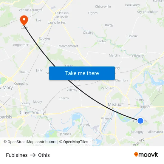 Fublaines to Othis map