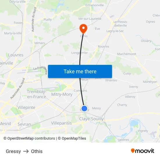 Gressy to Othis map
