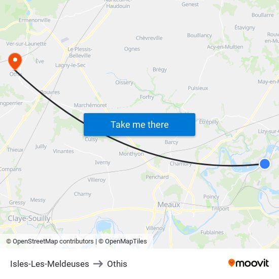 Isles-Les-Meldeuses to Othis map