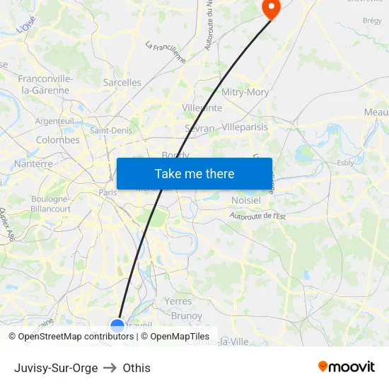 Juvisy-Sur-Orge to Othis map