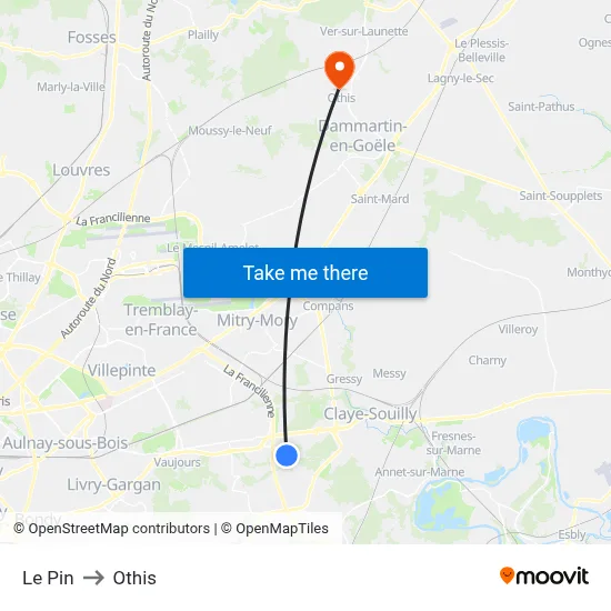 Le Pin to Othis map