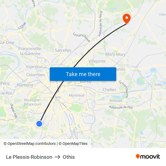 Le Plessis-Robinson to Othis map
