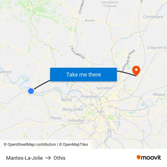 Mantes-La-Jolie to Othis map