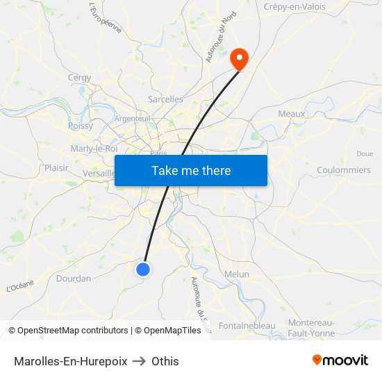 Marolles-En-Hurepoix to Othis map