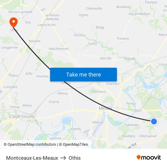 Montceaux-Les-Meaux to Othis map