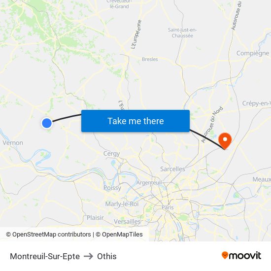 Montreuil-Sur-Epte to Othis map