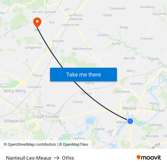 Nanteuil-Les-Meaux to Othis map