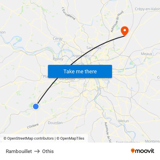 Rambouillet to Othis map