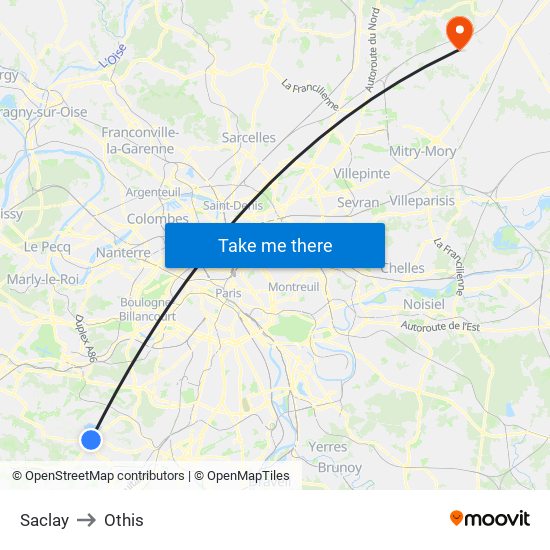 Saclay to Othis map