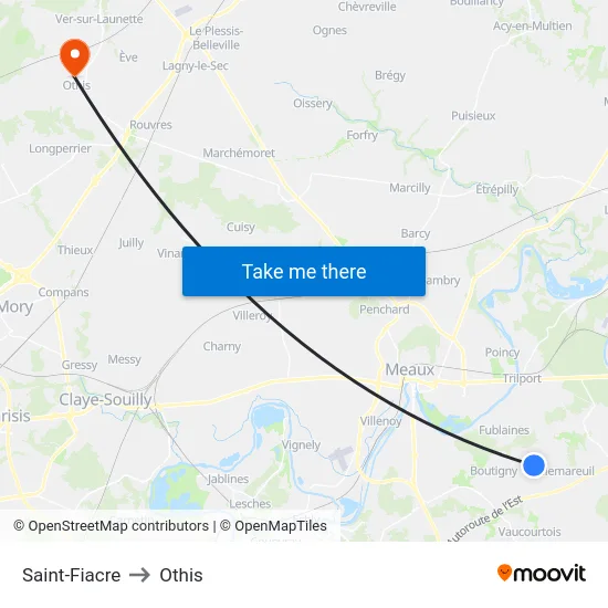 Saint-Fiacre to Othis map