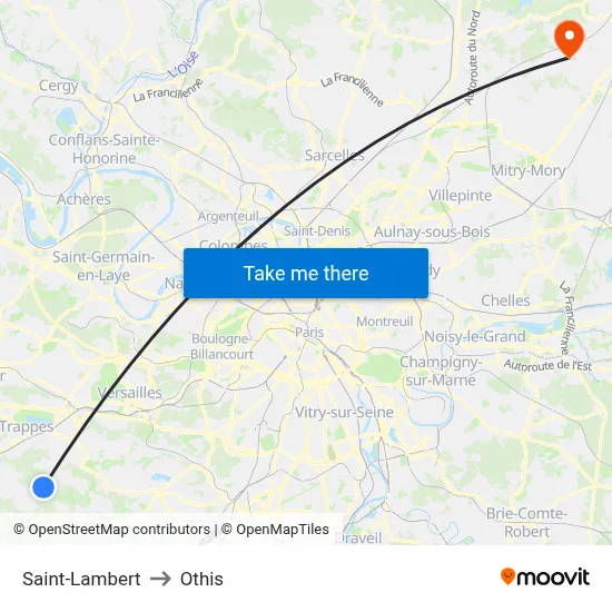 Saint-Lambert to Othis map