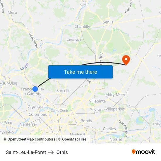 Saint-Leu-La-Foret to Othis map