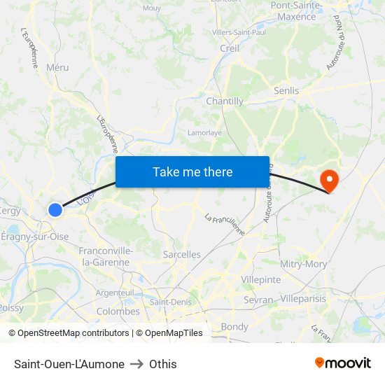 Saint-Ouen-L'Aumone to Othis map