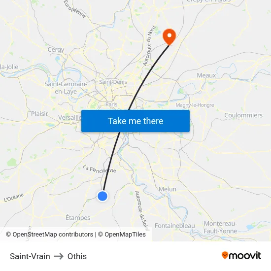 Saint-Vrain to Othis map