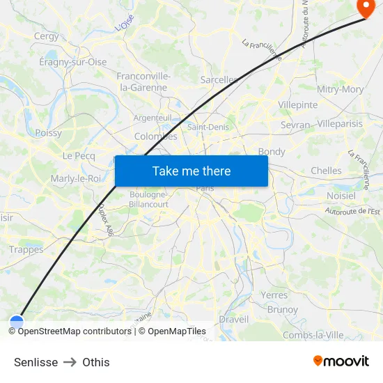 Senlisse to Othis map