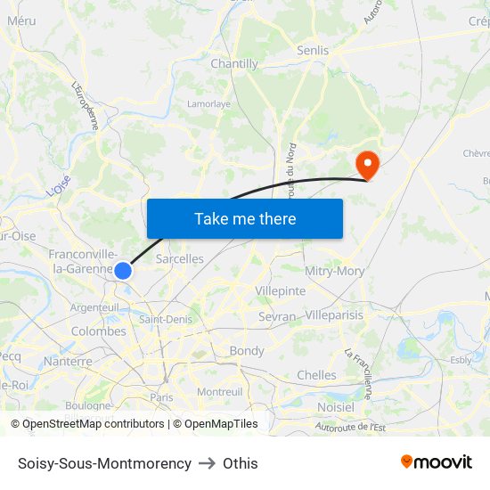 Soisy-Sous-Montmorency to Othis map