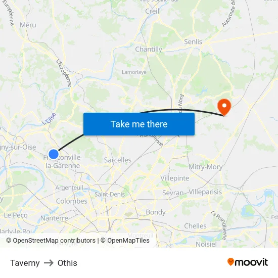 Taverny to Othis map