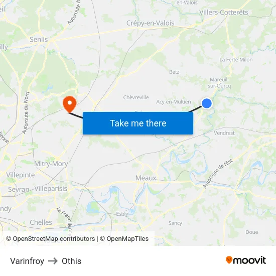 Varinfroy to Othis map