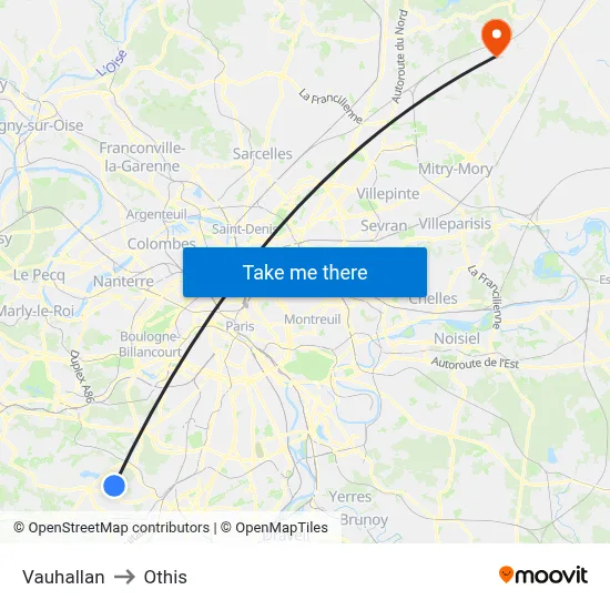 Vauhallan to Othis map