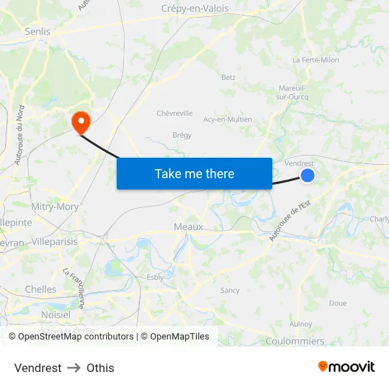 Vendrest to Othis map